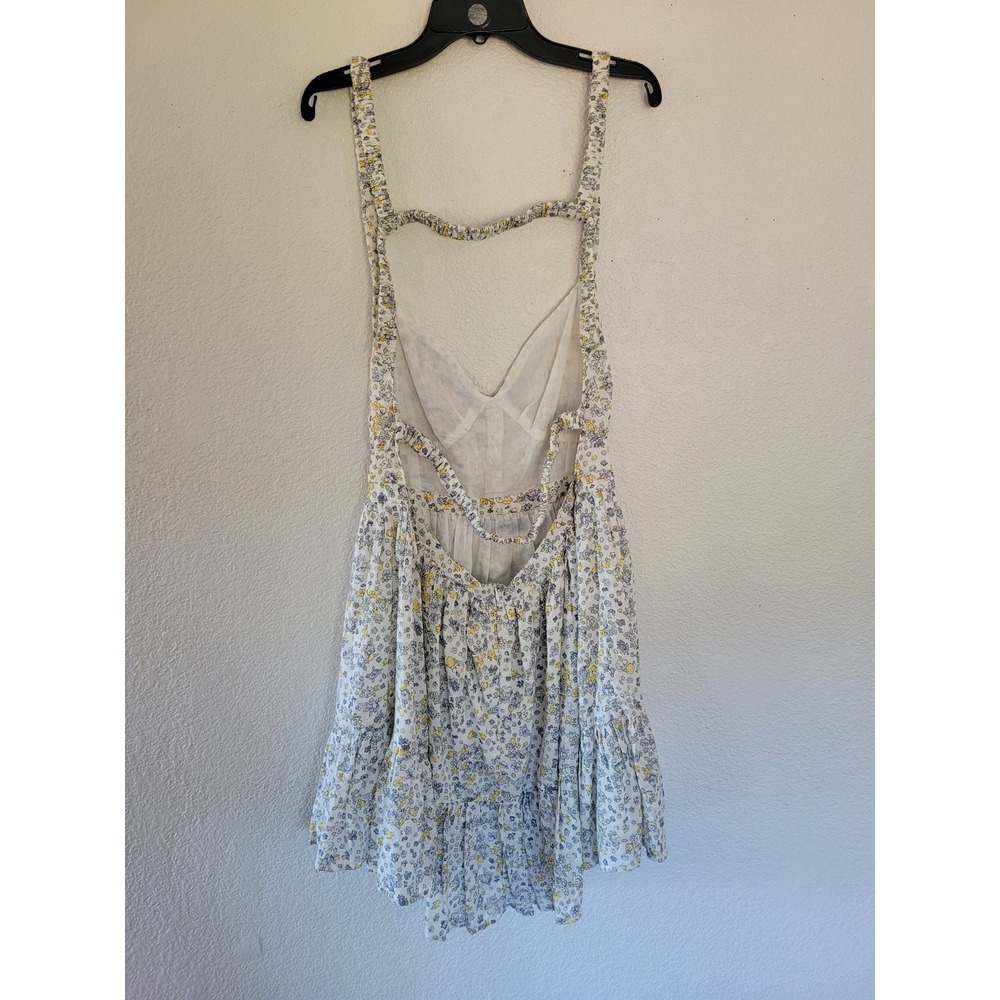 ASOS DESIGN Womens Floral Ditsy Mini Dress White Blue Yellow Open Back Size 8 #8 - Picture 5 of 11